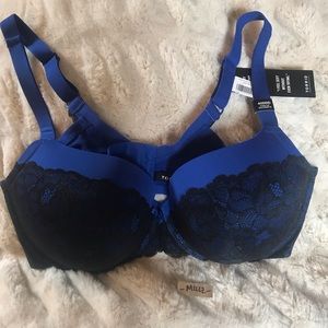 Torrid 40DDD Push-Up Balconette, Black/Blue